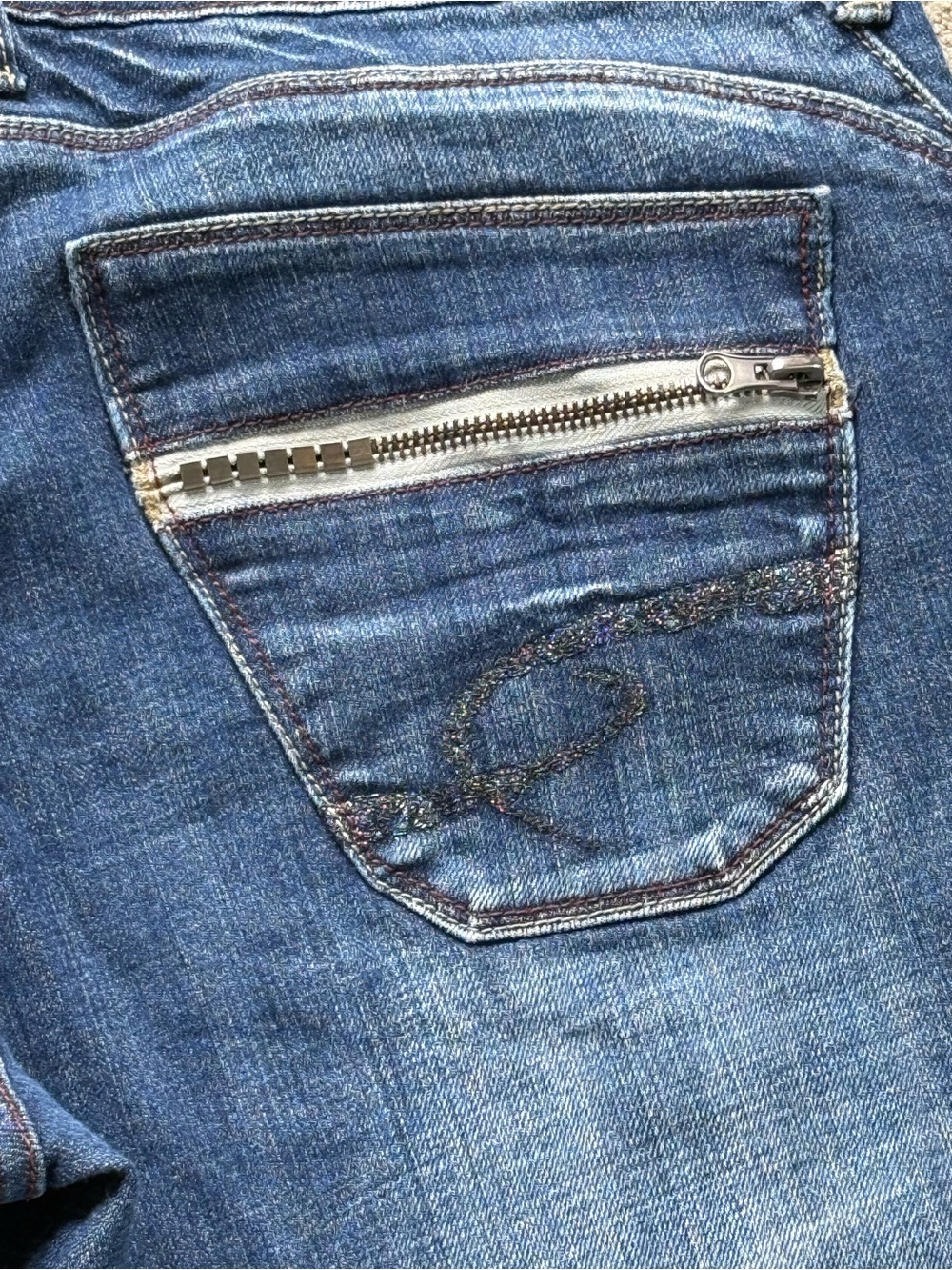 Y2K ZCO Premium Zipper Back Blue Denim Jeans Size 12 Inseam 30”